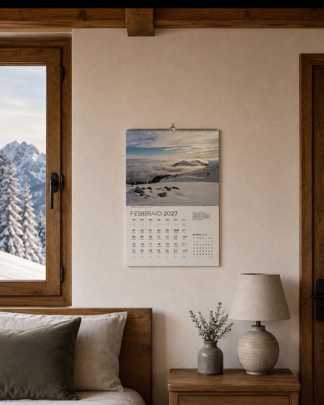Febbraio del calendario di montagna 2027 dedicato alla Valle Po e al Monviso